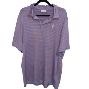 KJUS Polo Shirt Mens XL /54 Blue Striped Comfort Fit Golf Golfing Performance